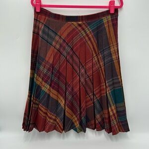 Vintage Pyke Ltd Plaid Pleated Midi Skirt Size 16 Wool Blend Academia Preppy